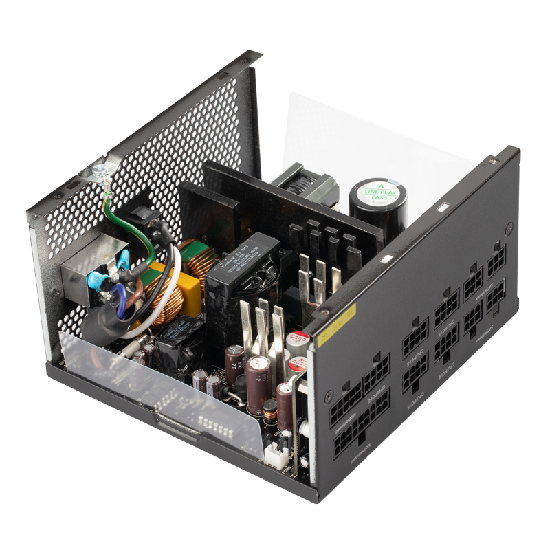 View of the internal circuitry from an angle.