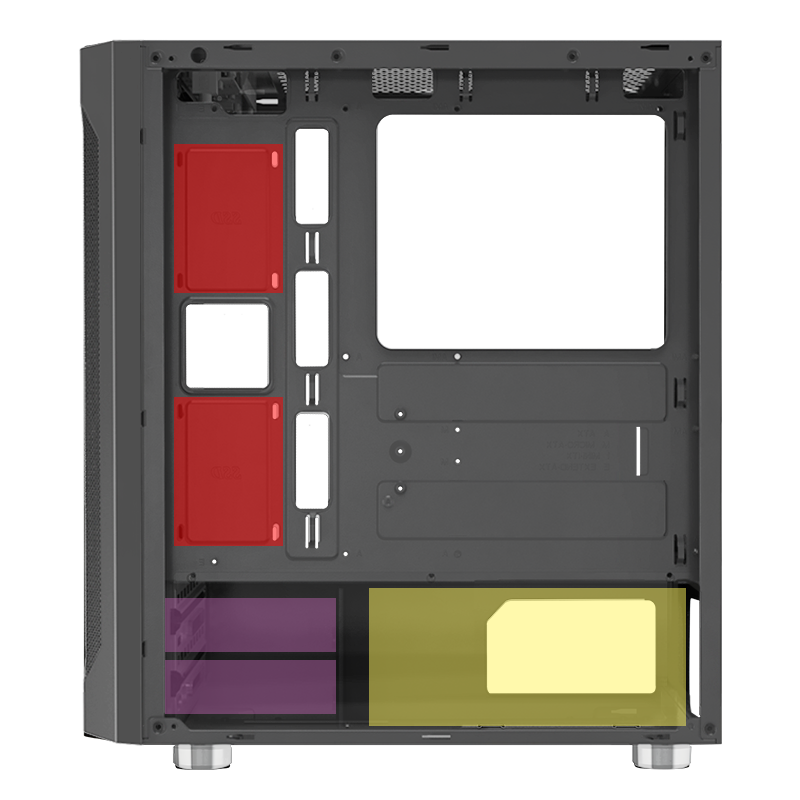Rear side view showing storage placements.
