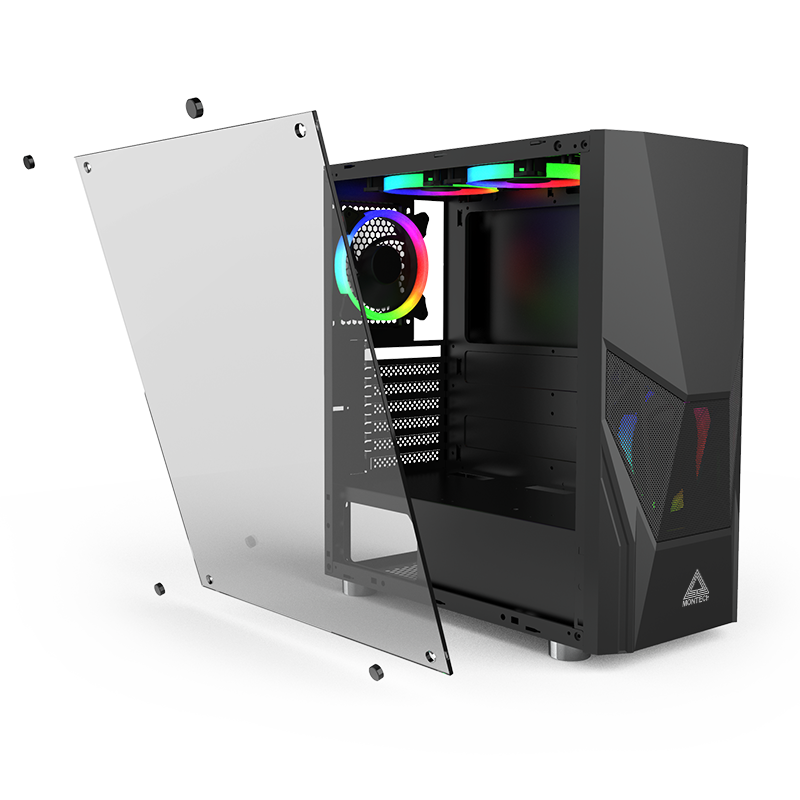 Side view of the case with airflow shown.