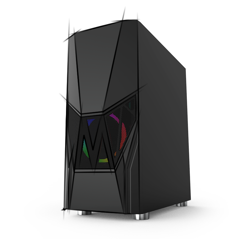 The front panel with an exaggerated 'M' in the middle.