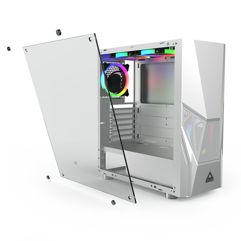 Side view of the case with airflow shown.
