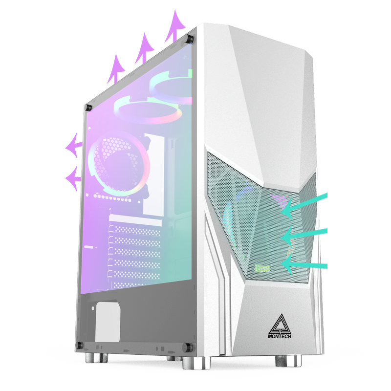 Angled view showing airflow through the case.