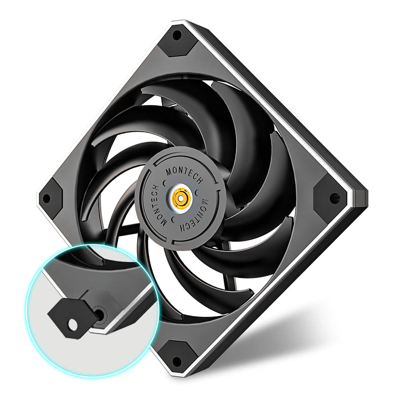 Close up of the rubber pads on the corners of the fan.