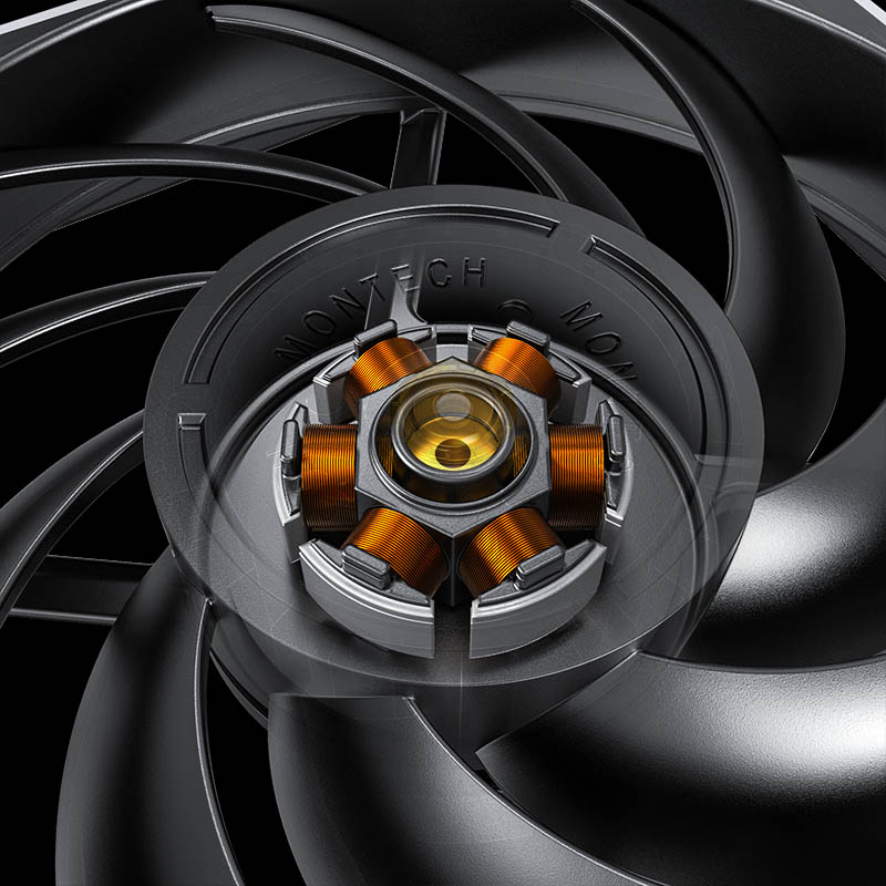 Cut away of the motor coils inside the fan motor.