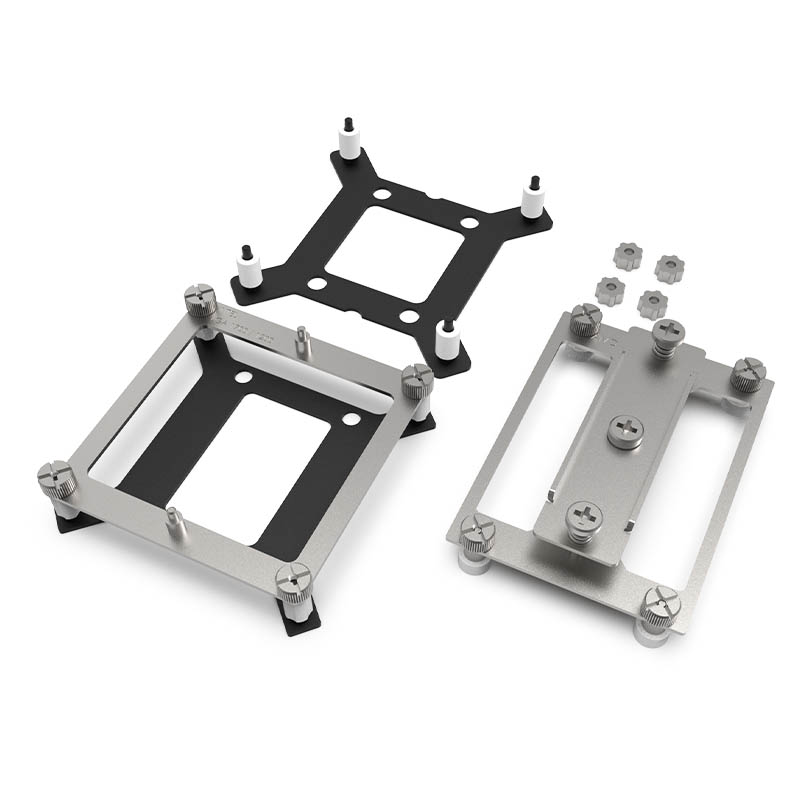 The brackets and screws in use with the cooler.