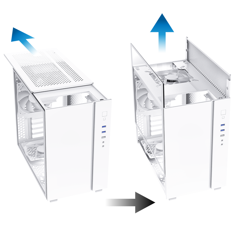 Cable management features on the rear side.