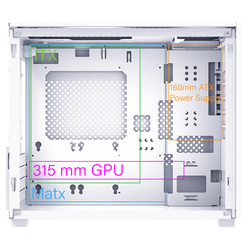 Side view showing max component measurements.