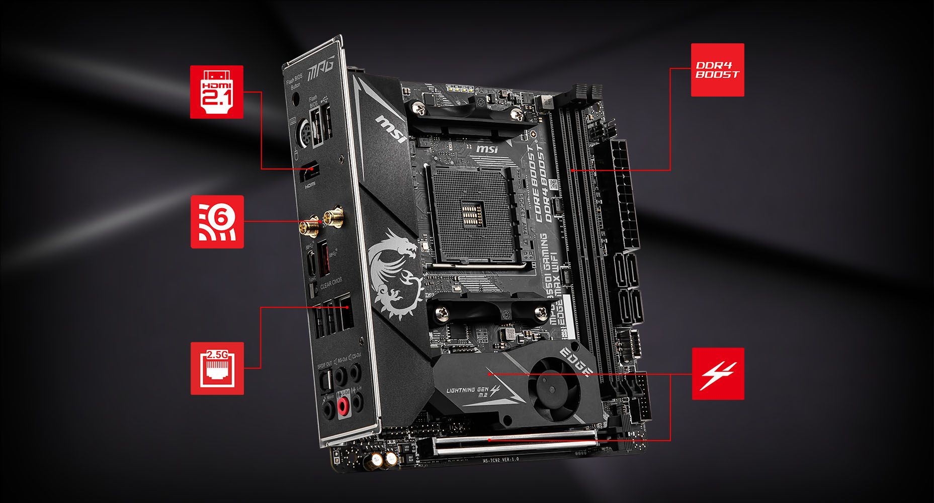 MSI MPG B550I GAMING EDGE MAX WIFI LIGHTNING overview