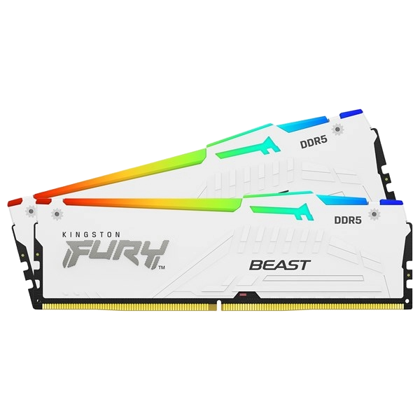 Kingston FURY Beast RGB 32GB DDR5 Desktop Memory Kit in White, 2 x