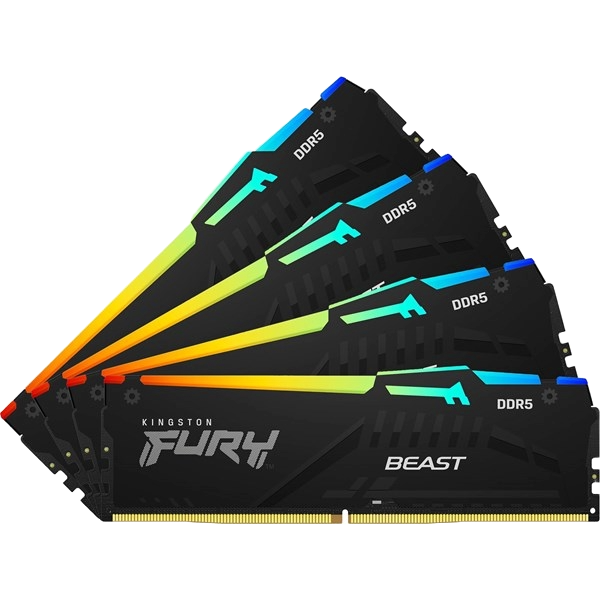 Kingston FURY Beast RGB 128GB DDR5 Desktop Memory Kit, 4 x 32GB