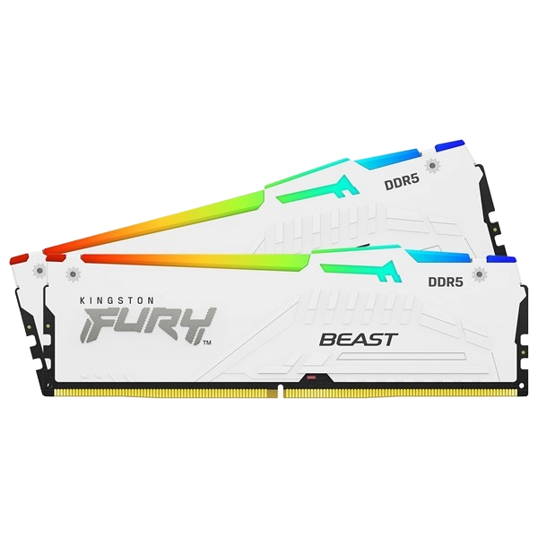 Kingston FURY Beast RGB 32GB DDR5 Desktop Memory Kit in White, 2 x