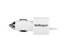 StarTech.com Dual-Port Car Charger USB with Built-in Micro-USB Cable (White)
