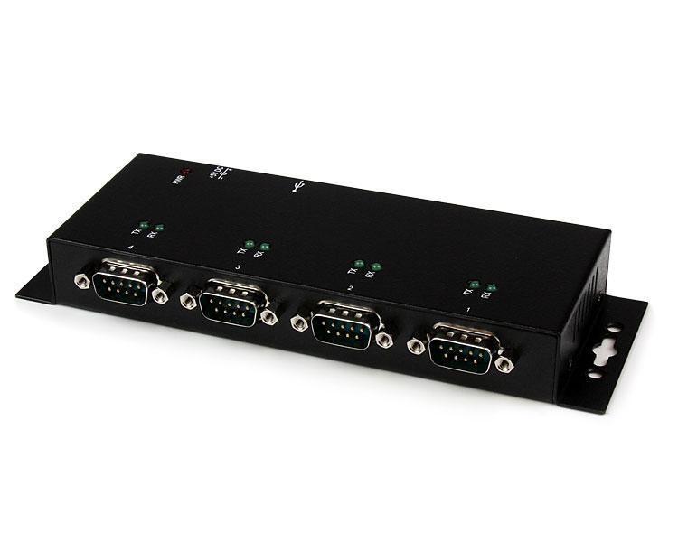 StarTech.com 4 Port USB to DB9 RS232 Serial Adaptor Hub Industrial DIN ...