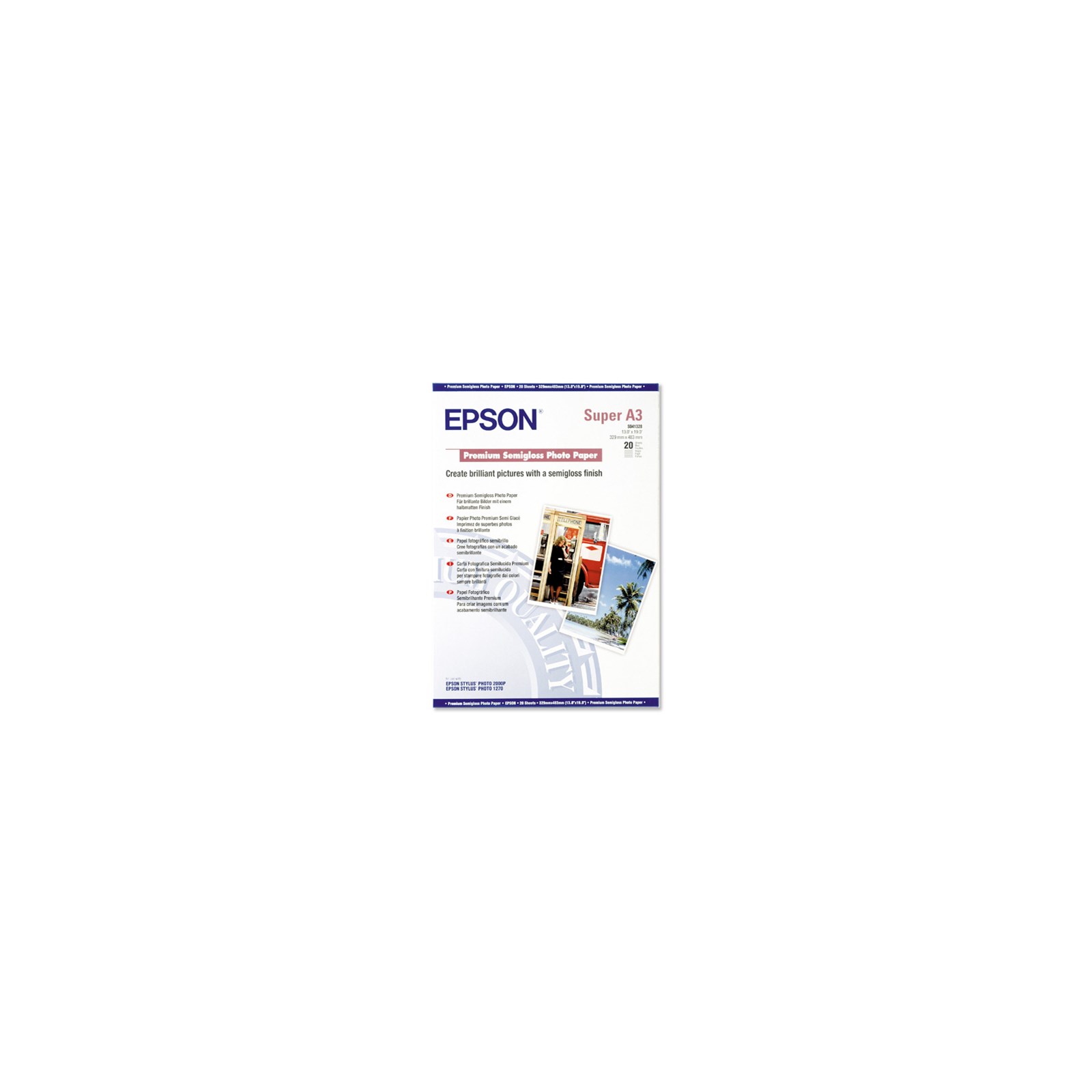 Epson Premium (Super A3) 329x483mm SemiGloss Photo Paper 251g/m2
