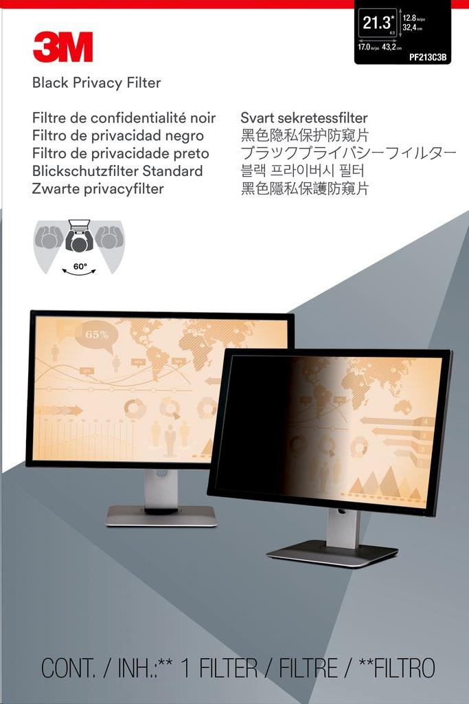 3M PF213C3B Frameless Black Privacy Filter for 21.3 inch Standard