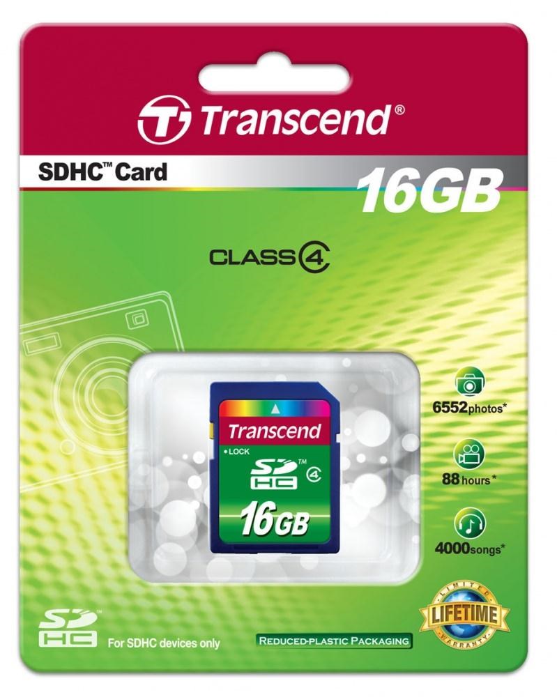 Transcend 4GB Class 4 SD Card TS16GSDHC4 CCL Computers