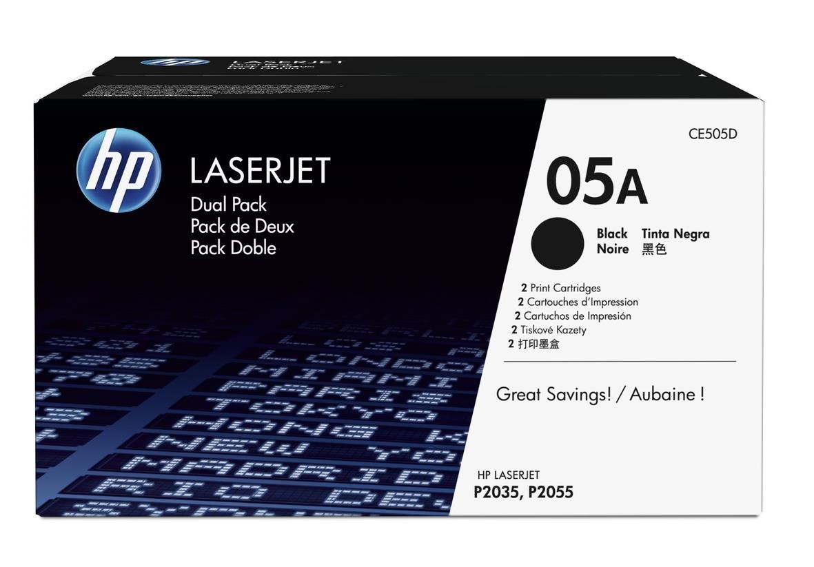 HP 05A (Yield: 2,300 Pages) Black Toner Cartridge Pack of 2