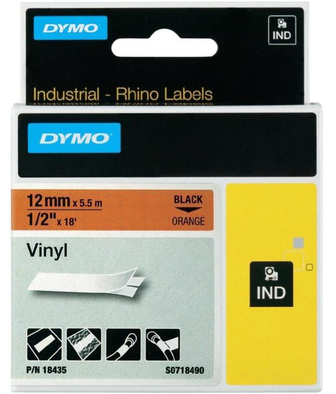 5200 Dymo 1x Ribbon Cassette vinyl 12mm black orange for Dymo Rhino 5000 