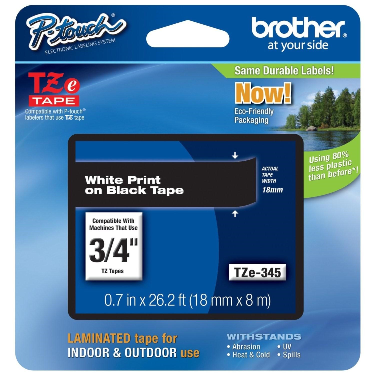 Photos - Office Paper Brother P-touch TZe-345  White On Black Laminated Labelling TZE (18mm x 8m)