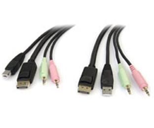 Photos - KVM Switch Startech.com 4-in-1 USB DisplayPort  Cable DP4N1USB6 