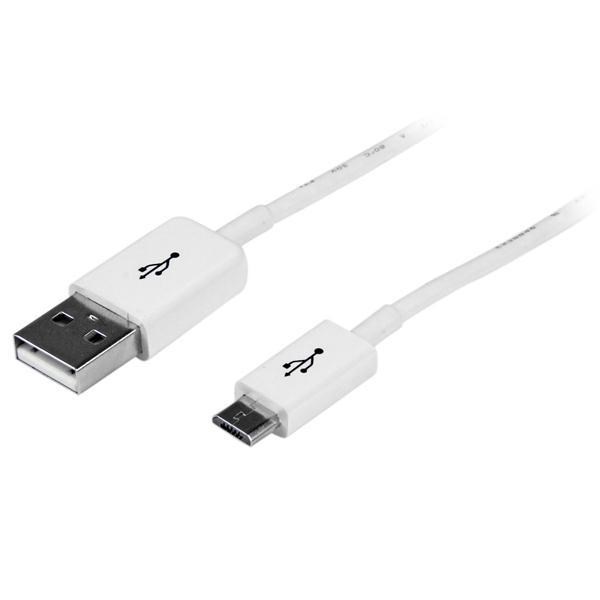 Photos - Cable (video, audio, USB) Startech.com 2m White Micro USB Cable - A to Micro B USBPAUB2MW 