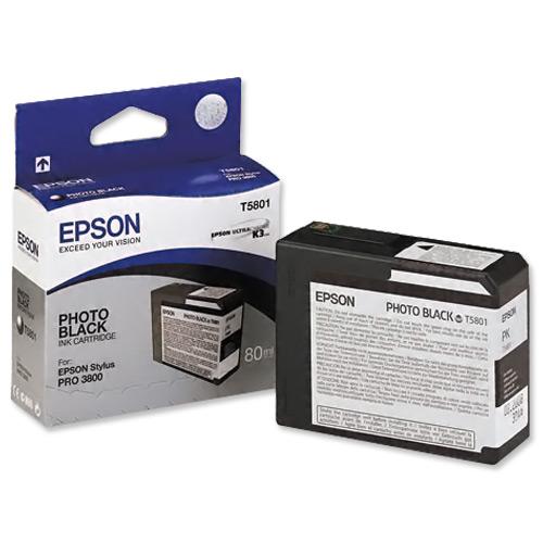 Epson Black T5801 Ultrachrome Photo Ink Cartridge (80Ml) 80Ml