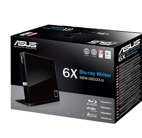 ASUS SBW-06D2X-U External Blu-ray Writer Optical Drive - 90