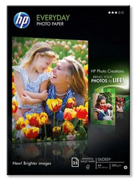 HP Everyday (A4) Glossy Photo Paper 200g/m2 (White) 1 x Pack of 25