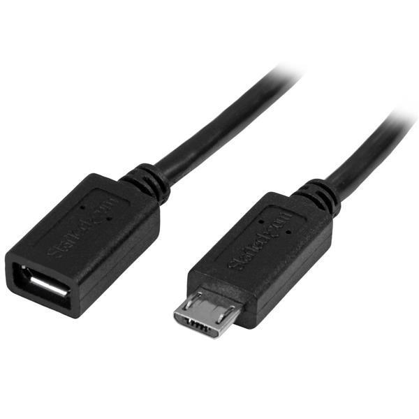 Photos - Cable (video, audio, USB) Startech.com (0.5m) Cable Extension Micro USB B to B - M/F  USBUBEX (Black)