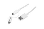 StarTech.com (1m) Apple Lightning or Micro USB to USB Cable (White)
