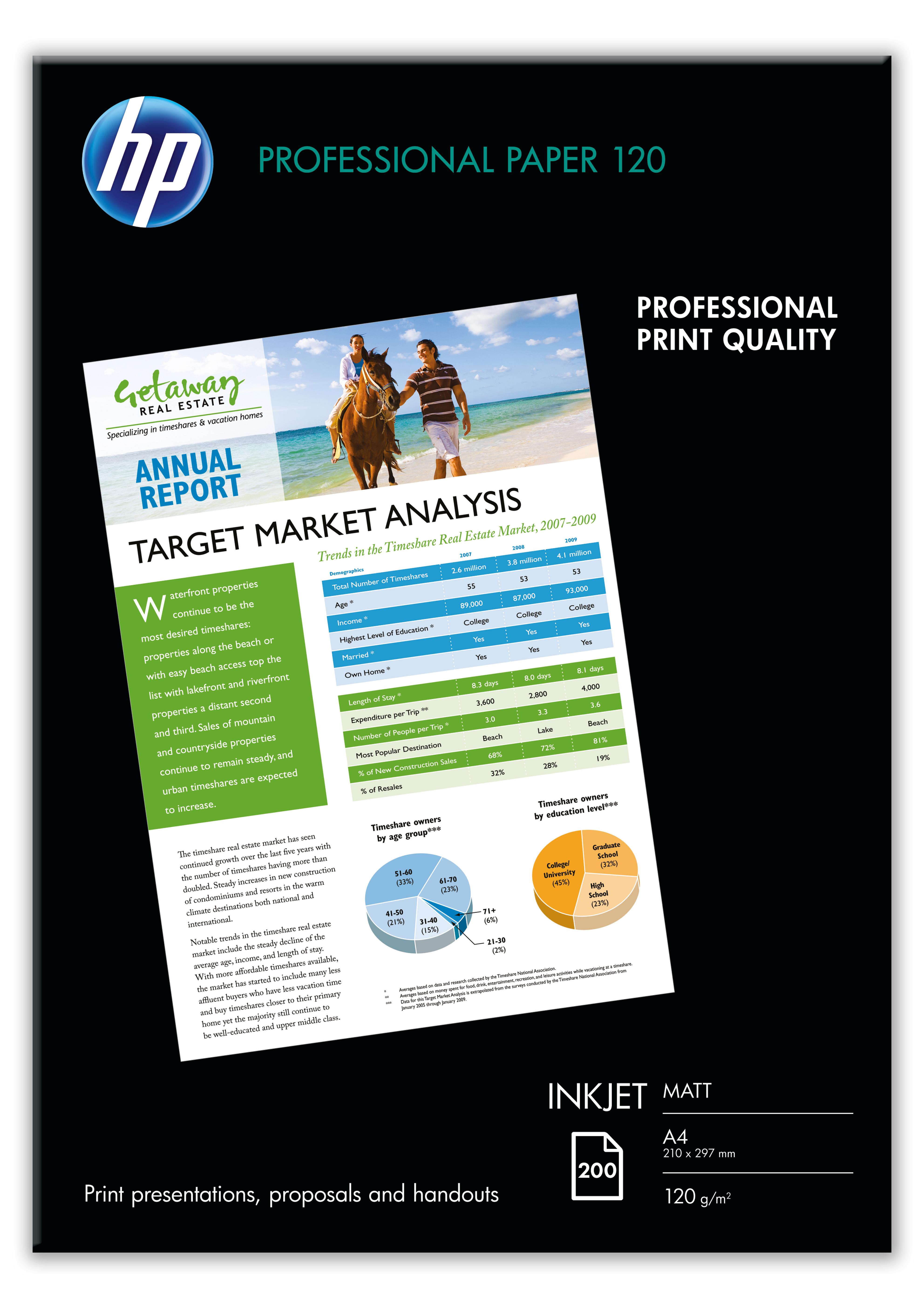hp professional a4 120g m2 matte inkjet paper white 1 pack of flyer white hp