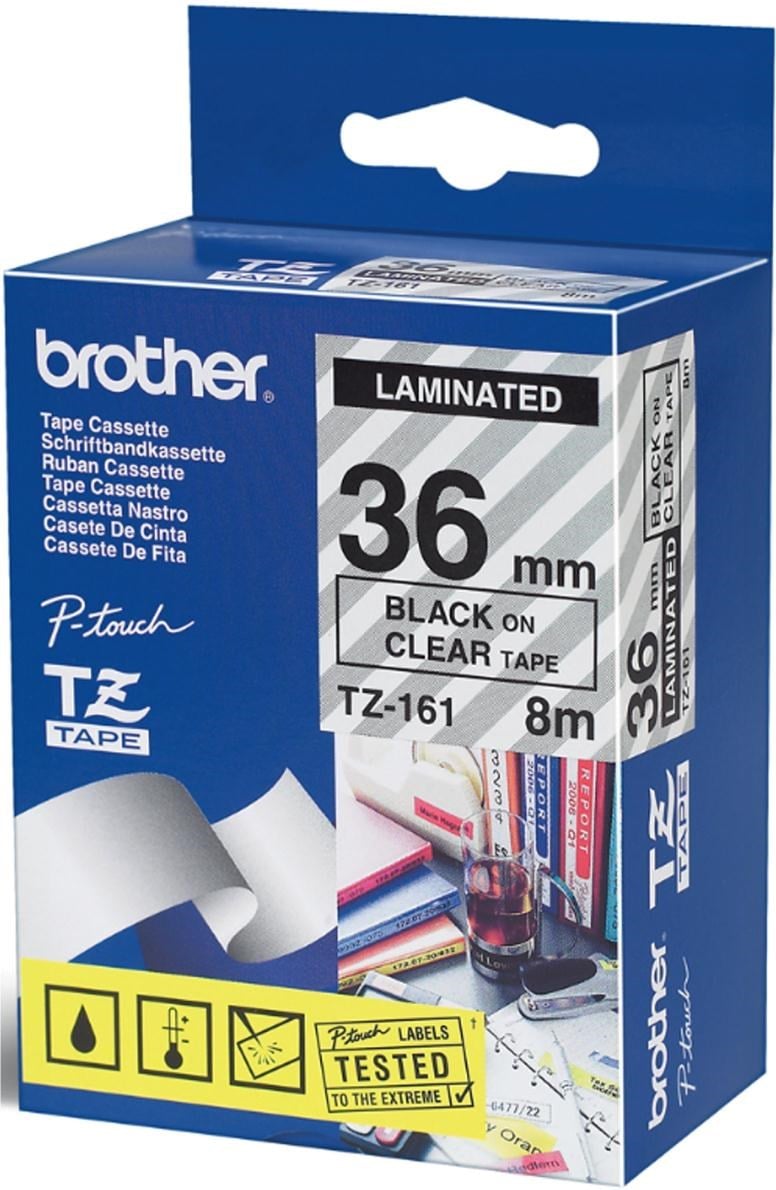 Brother P-touch TX-151 (24mm x 15m) Black On Clear Gloss Laminated ...