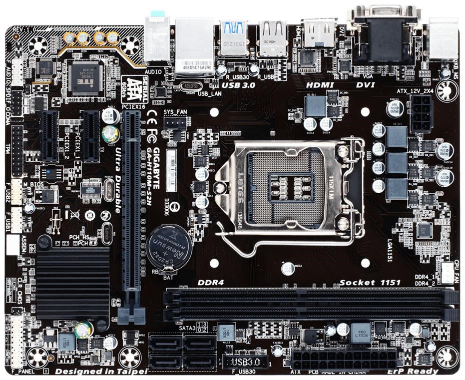 Gigabyte Ultra Durable H110MS2H Motherboard Intel Core i3/i5/i7