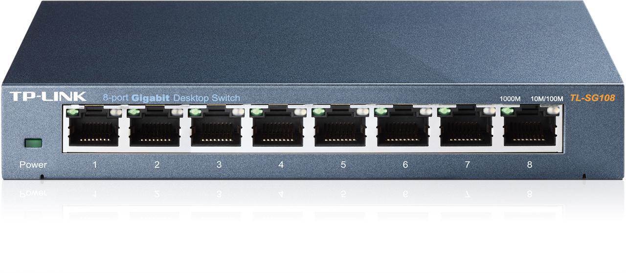 TP-LINK TL-SG108 Unmanaged 10//100//1000Mbps 8-Port Gigabit Desktop Switch Metal