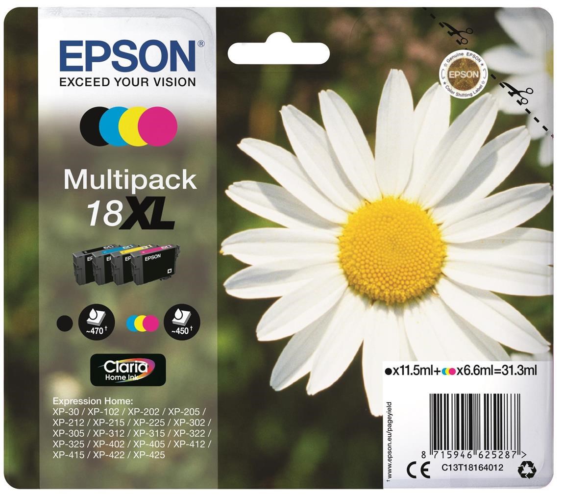Epson Daisy 18XL Multi Pack 4 Colour Claria Home Ink Cartridges