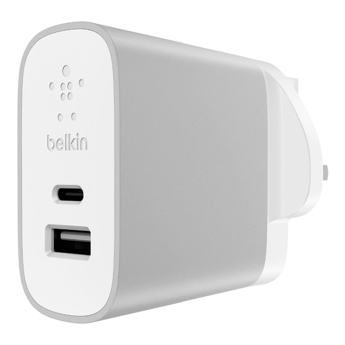 Belkin USBC + USBA Home Wall Charger F7U011drSLV CCL Computers