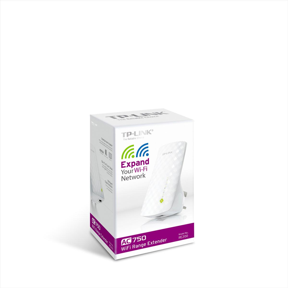 TP Link AC750 RE200 Dual Band WiFi Universal Wall plug Range Extender White RE200 CCL