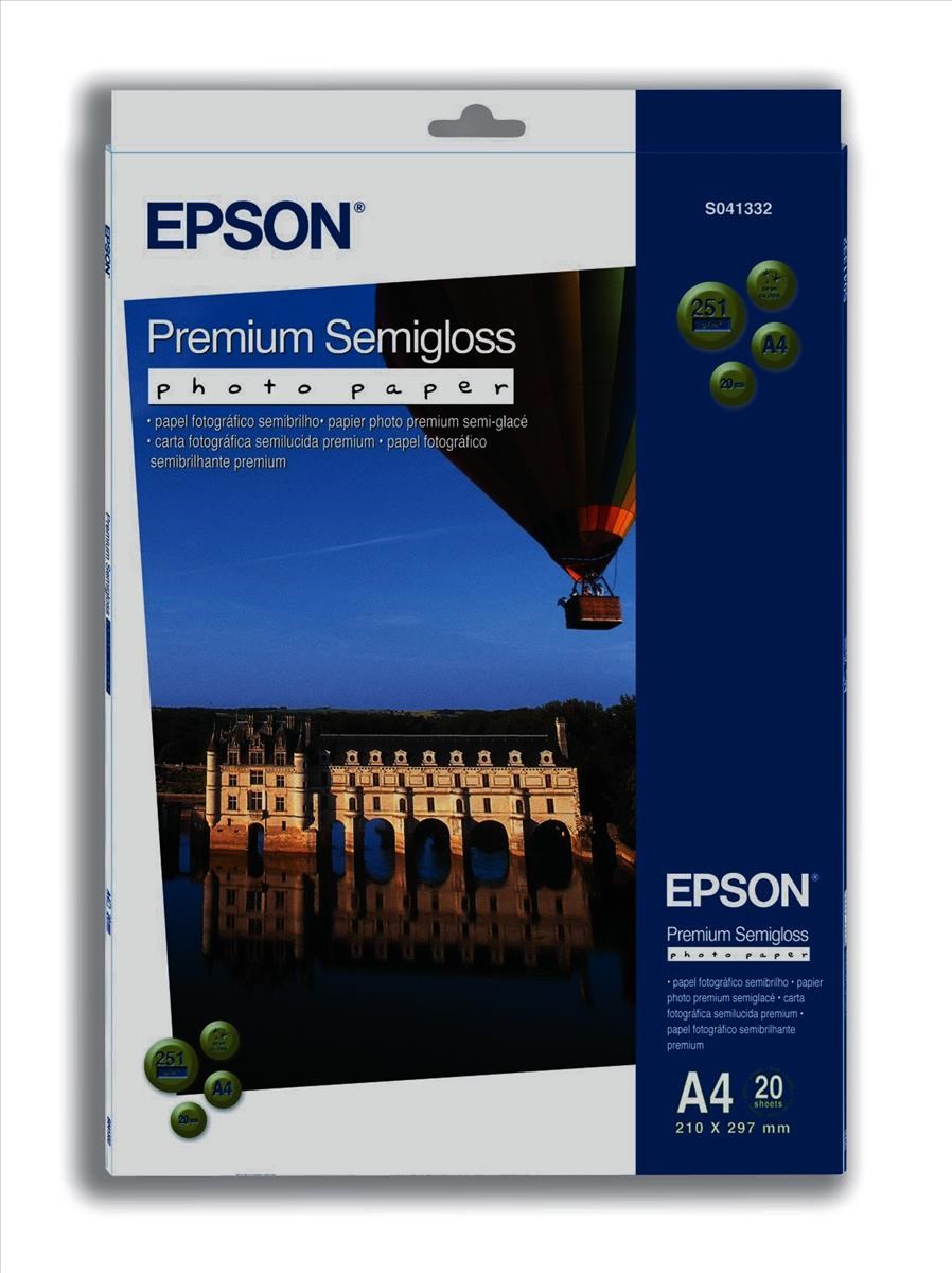 Epson Premium (A4) 251g/m2 SemiGloss Photo Paper (White) 1 Pack of 20