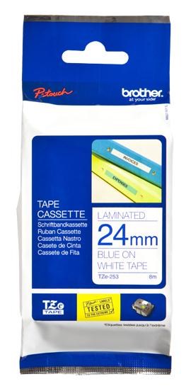 Photos - Office Paper Brother P-touch TZe-253  Blue On White Laminated Labelling TZE2 (24mm x 8m)
