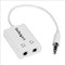 StarTech.com Slim Mini Jack Headphone Splitter Cable Adaptor - 3.5mm Male to 2x 3.5mm Female (White)