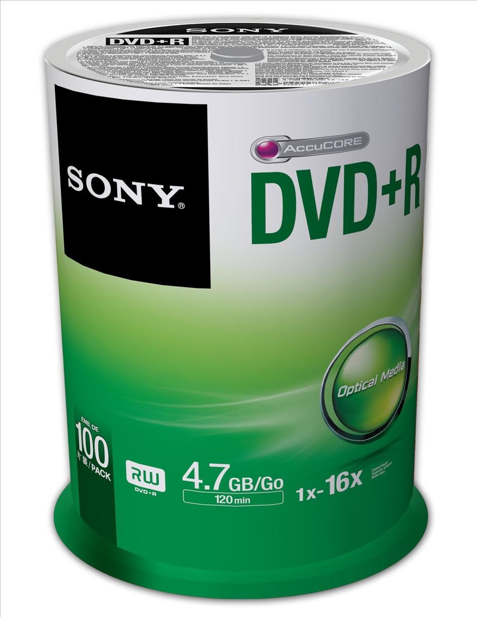 Sony DVD+R 16x Spindle 100 Pcs - 100DPR47SP | CCL Computers