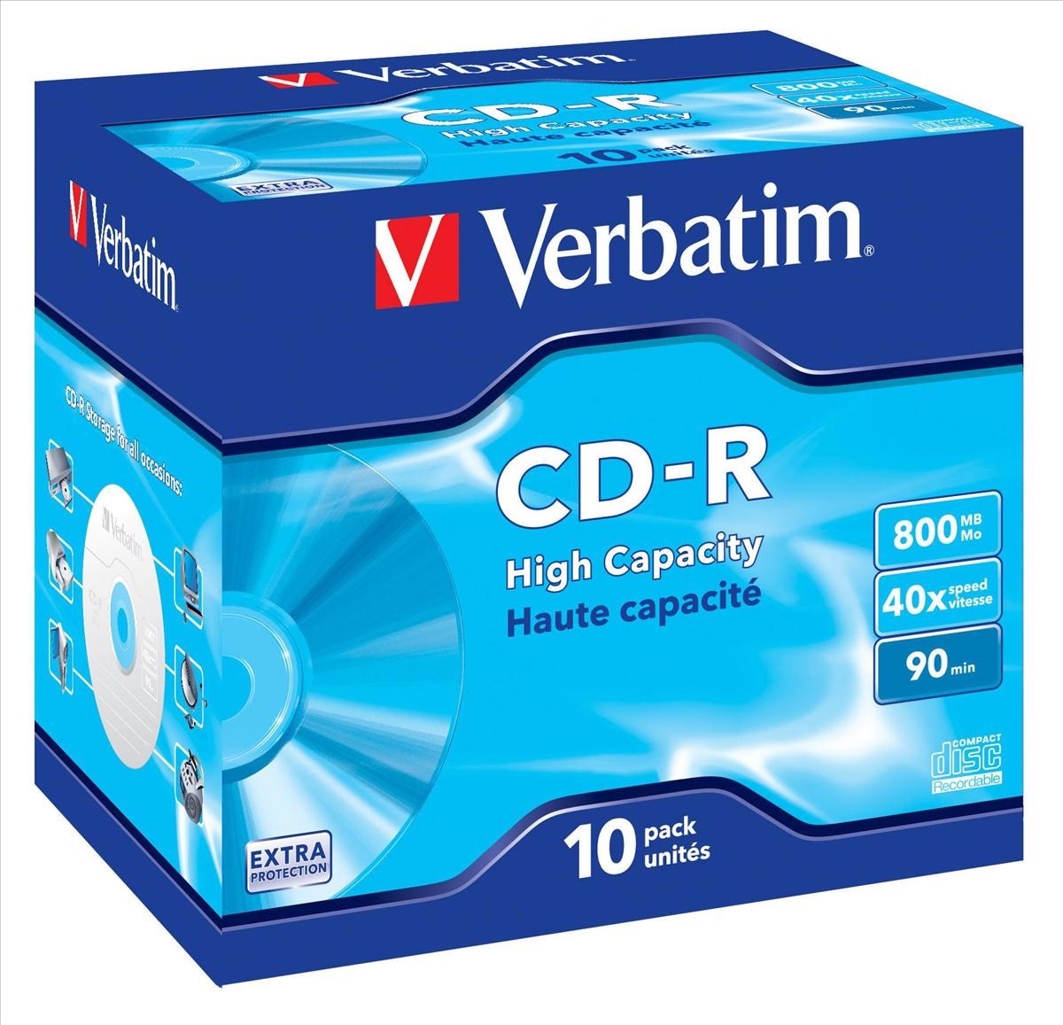 Photos - Optical Storage Verbatim CD-R 40x 800MB 90min Hi Capacity Jewel Case  43428 (10 Pack)