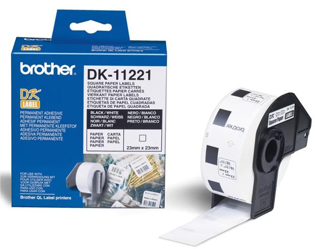 Brother DK Labels DK-11221 (23mm x 23mm) Square Continuous Paper Labels ...