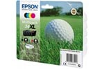 Epson Golf Ball 34XL T3476 (Yield 950 pages) DURABrite Ultra Multipack (Black 16.3ml and Cyan, Magenta, Yellow 10.8ml) Ink Cartridges