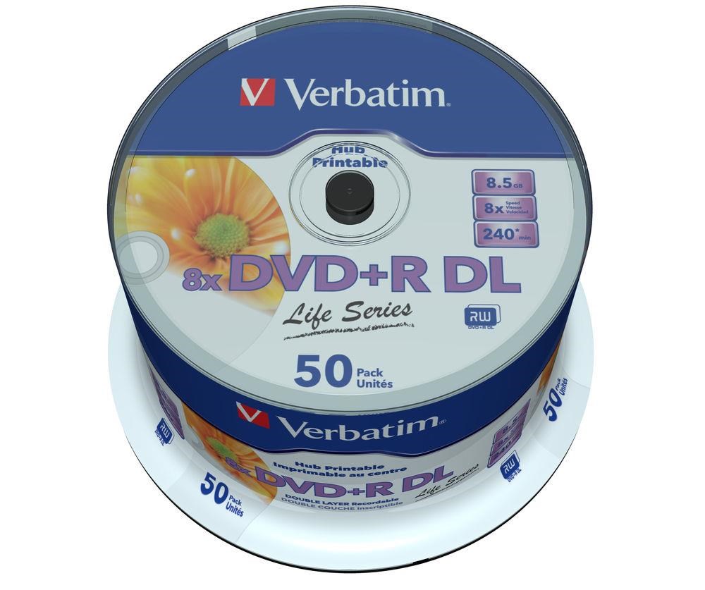 Photos - Optical Storage Verbatim 8.5GB DVD+R DL Discs, 8x, Printable, 50 Pack Spindle 97693 