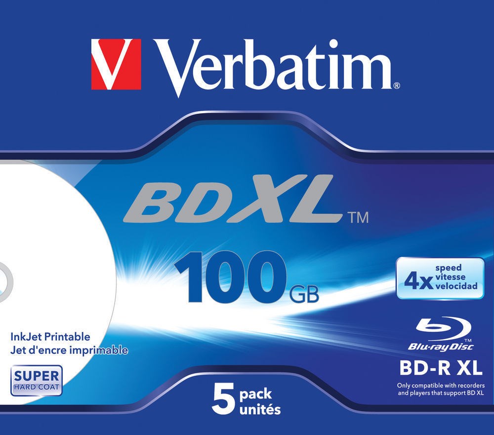 Photos - Optical Storage Verbatim 100GB BD-R XL Discs, 4x, Wide Inkjet Printable, 5 Pack, Jewel 437 