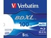 Verbatim 100GB BD-R XL Discs, 4x, Wide Inkjet Printable, 5 Pack, Jewel Case