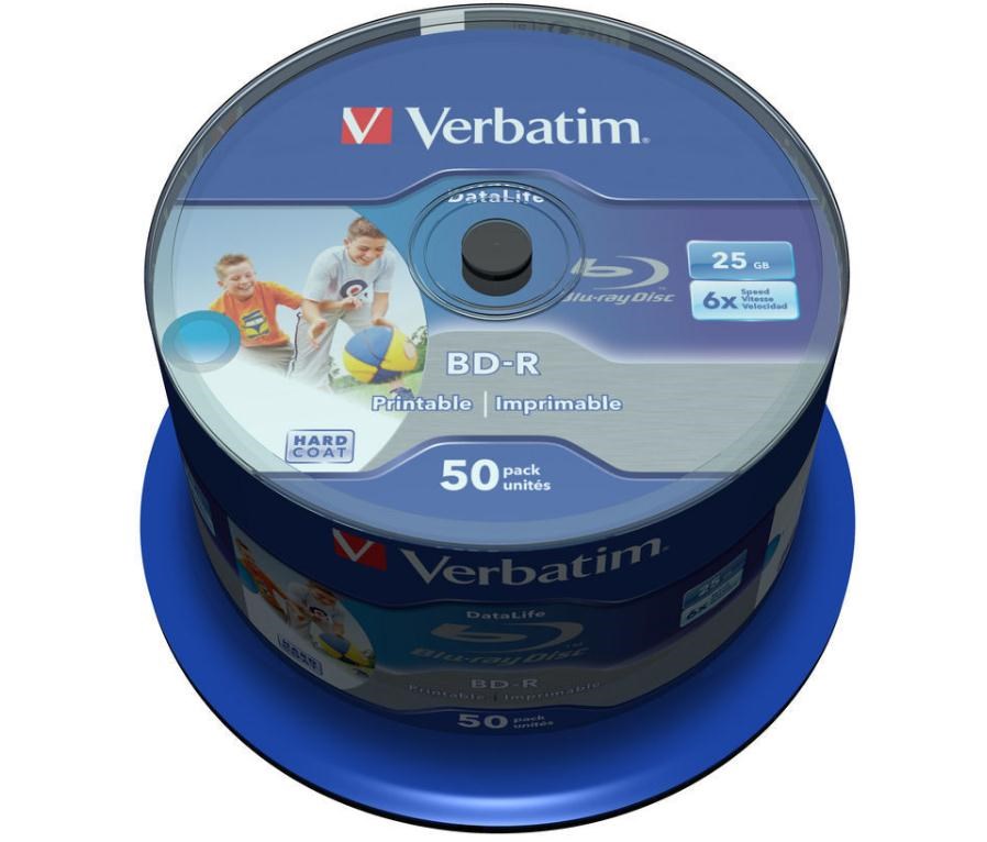 Photos - Optical Storage Verbatim 25GB BD-R SL Datalife Discs, 6x, Wide Inkjet Printable, 50 43812 