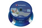 Verbatim 25GB BD-R SL Datalife Discs, 6x, Wide Inkjet Printable, 25 Pack Spindle