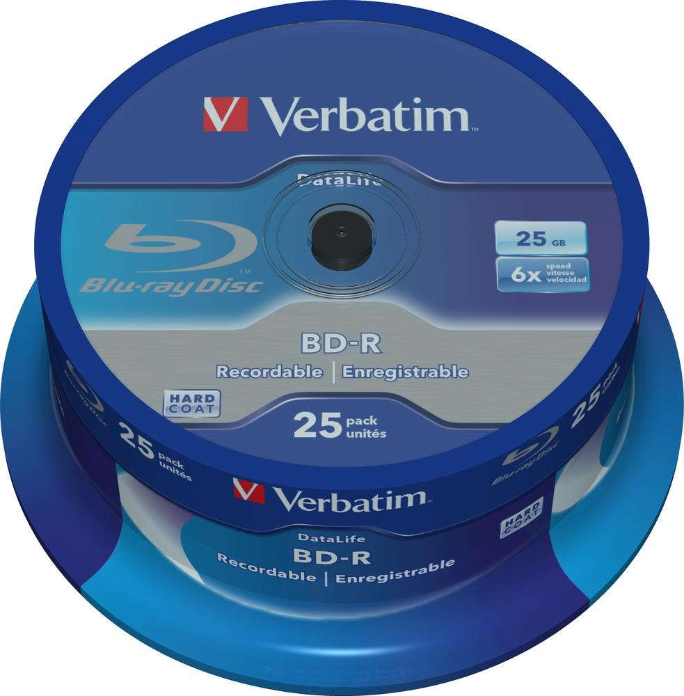Photos - Optical Storage Verbatim 25GB BD-R SL Datalife Discs, 6x, 25 Pack Spindle 43837 